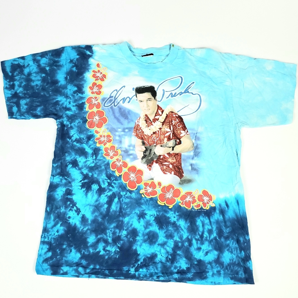 Vintage Elvis Presley Blue Graphic Tshirt Hawaiian